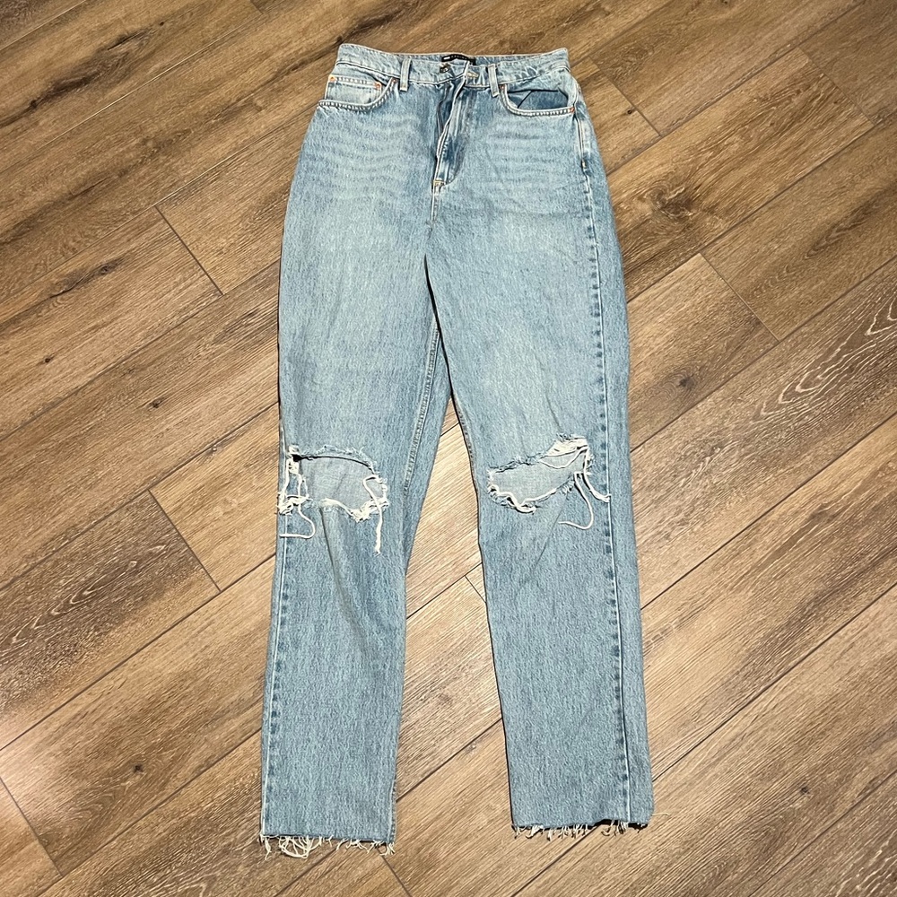 ASOS DESIGN high rise slouchy mom jeans in stonewash - Size 28W 38L